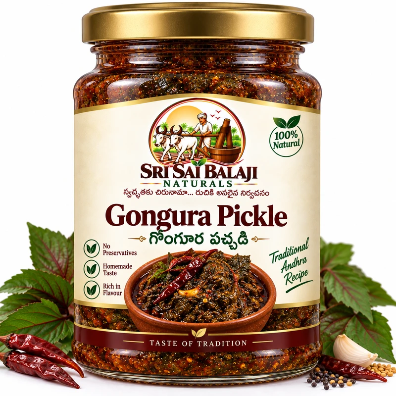 Traditional Andhra gongura pickle jar in Vijayawada