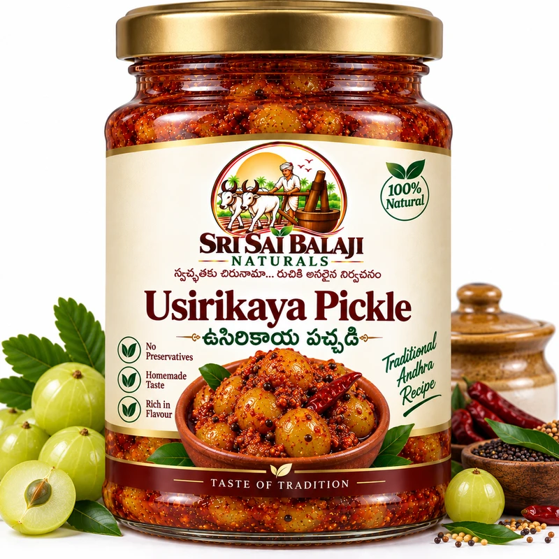 Traditional Andhra usirikaya (amla) pickle jar in Vijayawada